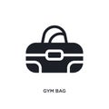 black gym bag isolated vector icon. simple element illustration from gym and fitness concept vector icons. gym bag editable logo