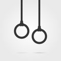 Black gymnastic rings icon with shadow