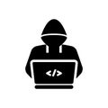 black hacker or software engineer symbol on white background. co