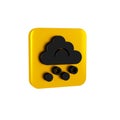 Black Hail cloud icon isolated on transparent background. Yellow square button.