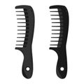 Black hair comb icon vector illustration for web, mobile apps, design on white background. Beauty tool for hair care, combing in Royalty Free Stock Photo