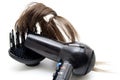 Black hair drier with wig Royalty Free Stock Photo