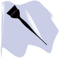 Black hair dye brush on lilac spot icon of a set. Beauty salon tool. Hairdresser equipment vector illustration for icon, stamp,