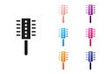 Black Hairbrush icon isolated on white background. Comb hair sign. Barber symbol. Set icons colorful. Vector Royalty Free Stock Photo