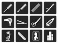 Black hairdressing, coiffure and make-up icons Royalty Free Stock Photo