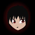 Black haired pretty teenage girl cartoon vampire vector art