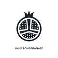 black half pomegranate isolated vector icon. simple element illustration from religion concept vector icons. half pomegranate