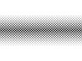 Black halftone bilinear horizontal gradient line of dots in diagonal arrangement on white background. Retro abstract