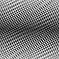 Black halftone bilinear horizontal gradient line of dots in wavy arrangement on white background. Retro abstract vector