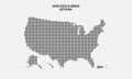 Black halftone dotted the united states map. Dotted map vector illustration isolated on light grey background