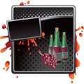Black halftone grungy ad wine bottles and grapes Royalty Free Stock Photo
