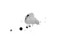 Black, halftone spotted ink splash , splatter design element, isolated backgroound