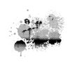 Black, halftone spotted ink splash , splatter design element, isolated backgroound