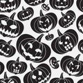 Black halloween carved pumpkin seamless pattern