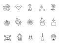 Black Halloween outline icons set