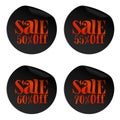 Black Halloween sale stickers set with spider 50, 55, 60, 70 percent off. Royalty Free Stock Photo
