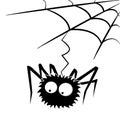 Black halloween spider with web