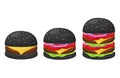 Black hamburgers set Royalty Free Stock Photo