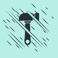 Black Hammer icon isolated on green background. Tool for repair. Glitch style. Vector