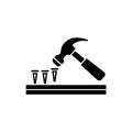 Black Hammer and Nails for DIY Construction Projects Royalty Free Stock Photo