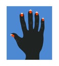 Black hand on a blue background icon