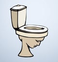 Toilet bowl in the shape of a human head. Vector drawing