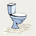 Toilet bowl in the shape of a human head. Vector drawing