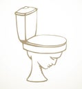 Toilet bowl in the shape of a human head. Vector drawing