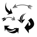 black hand drawn arrows set icon template color editable. Art design grunge sketch handmade watercolor doodle symbol Royalty Free Stock Photo