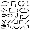 Black hand drawn arrows. Set. Vector illustration isolated Royalty Free Stock Photo