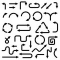 Black hand drawn arrows. Set. Vector illustration isolated Royalty Free Stock Photo