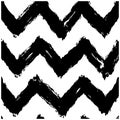 Black hand-drawn chevron pattern on white background black and white brush stroke Royalty Free Stock Photo