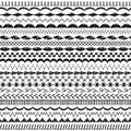 Black hand drawn embroidery stitch border patterns Royalty Free Stock Photo