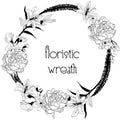 Delicate Floristic Wreath. Flower Design Frame Element Royalty Free Stock Photo