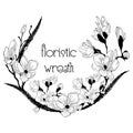 Delicate Floristic Wreath. Flower Design Frame Element Royalty Free Stock Photo
