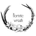 Delicate Floristic Wreath. Flower Design Frame Element Royalty Free Stock Photo