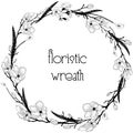 Delicate Floristic Wreath. Flower Design Frame Element Royalty Free Stock Photo