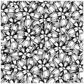 Black hand drawn flowers seamless pattern. Rapport. Vector