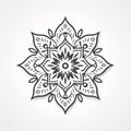 Minimalistic Mandala Flower: A Serene Black And White Design