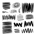 Black hand drawn scribbles and lines on white background abstract brush Royalty Free Stock Photo