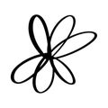 Black hand drawn simple flower. Love romantic element painted brush. Ink vector illustration. design element for Royalty Free Stock Photo