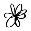 Black hand drawn simple flower. Love romantic element painted brush. Ink vector illustration. design element for Royalty Free Stock Photo