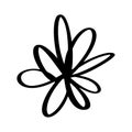 Black hand drawn simple flower. Love romantic element painted brush. Ink vector illustration. design element for Royalty Free Stock Photo