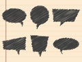 Black hand drawn speech bubbles,set Royalty Free Stock Photo