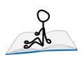 Doodle stickfigure sitting on open books