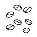 Black hand drawn vector illustration of group of coffee beans isolated on a white background