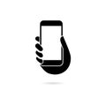 Black Hand Holding Phone, Hand Holding Phone icon or logo