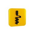 Black Hand ice drill for winter fishing icon isolated on transparent background. Yellow square button.