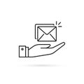 black hand like thin line inbox icon Royalty Free Stock Photo