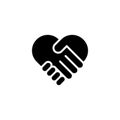 black hand palm care love symbol vector Royalty Free Stock Photo